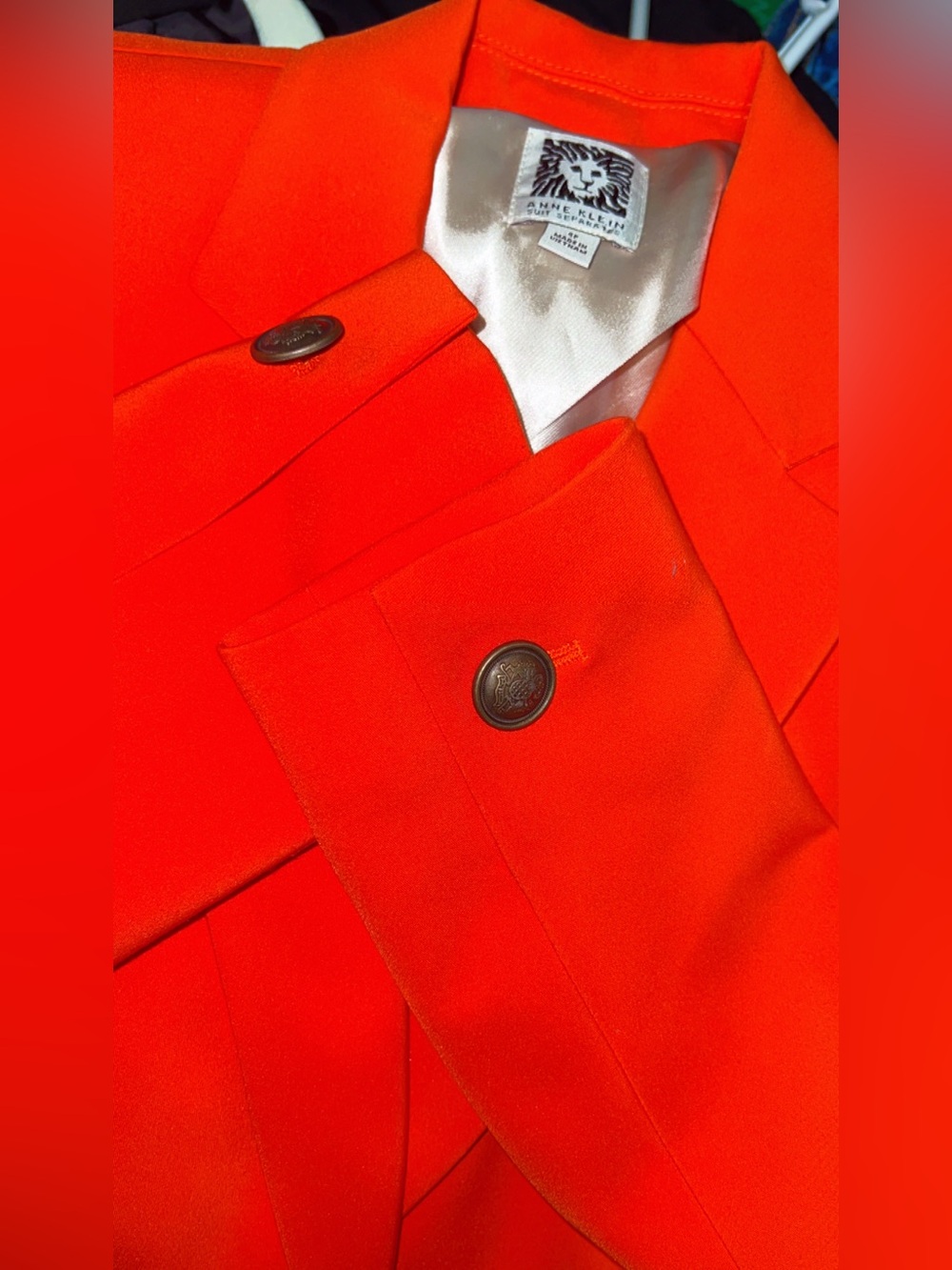 Anne Klein Vintage Red Orange Tailored Blazer 4P Petite